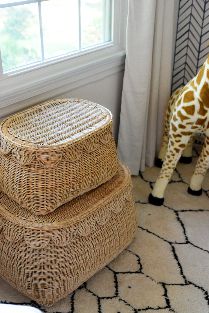 Scallop Edge Rattan Basket