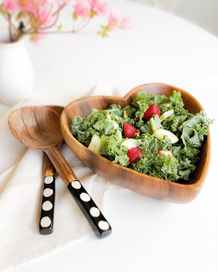 Carved Wooden Heart Serving Bowl | Katel Home