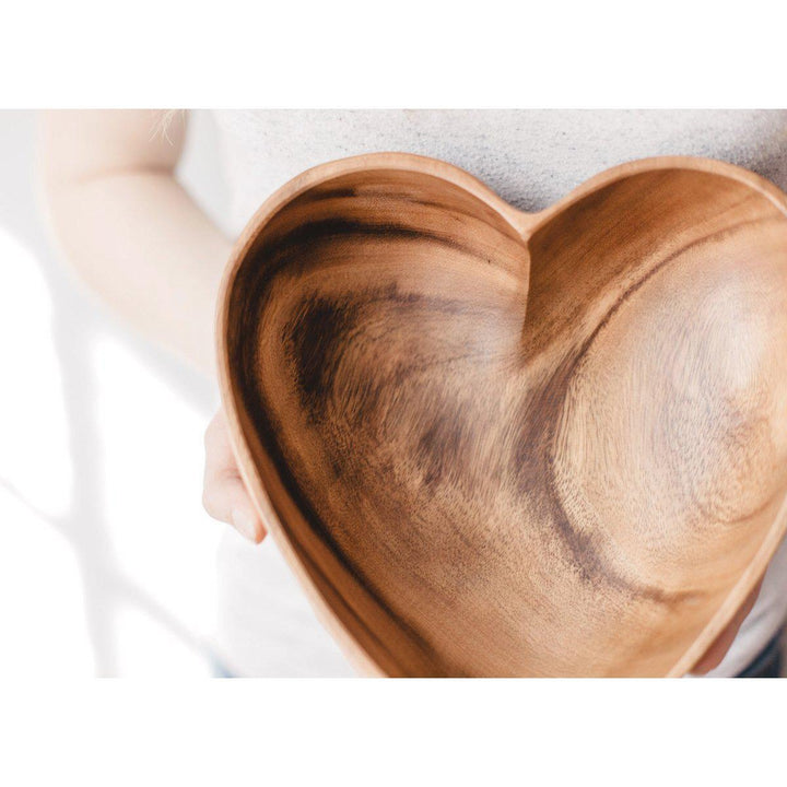 Carved Wooden Heart Serving Bowl | Katel Home