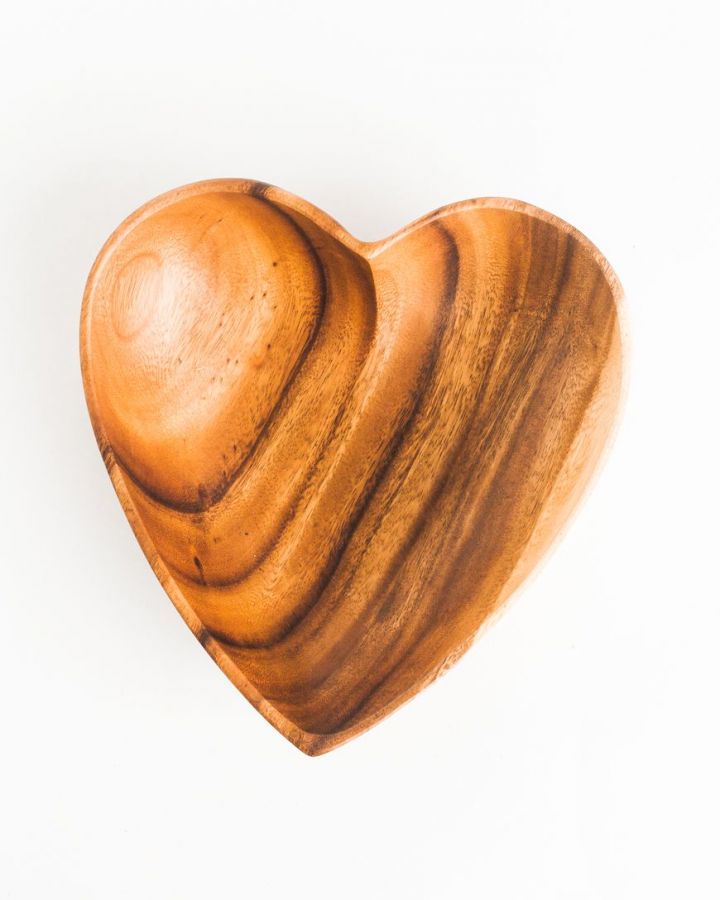 Carved Wooden Heart Serving Bowl | Katel Home