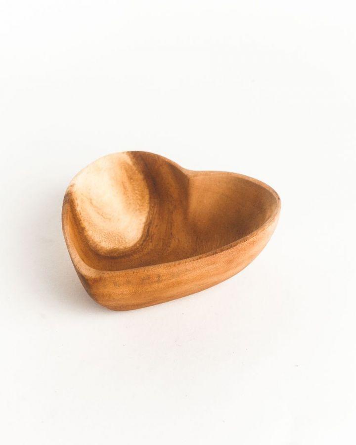 Carved Wooden Heart Serving Bowl | Katel Home