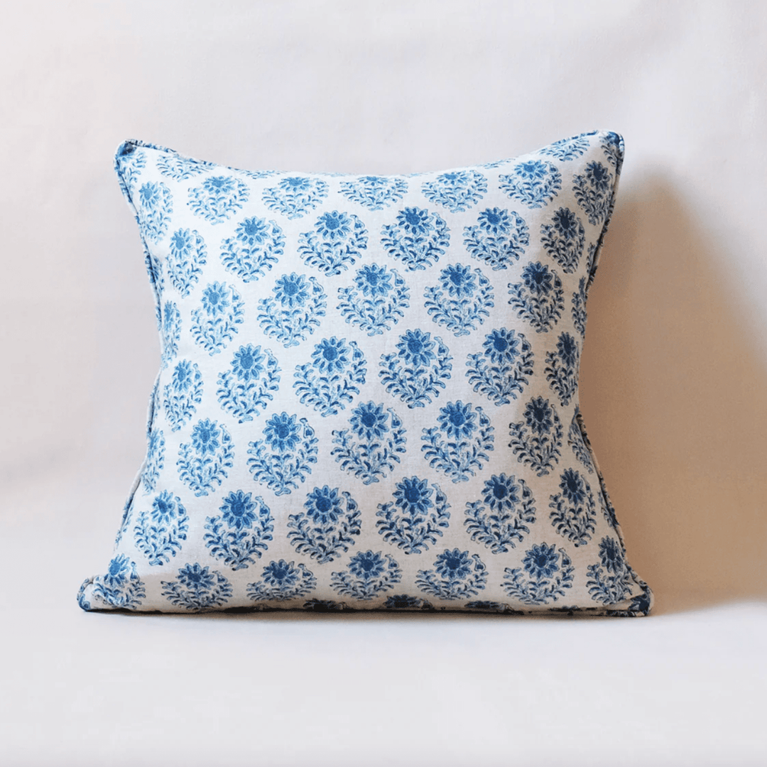 Pondicherry Riviera Block Print Pillow | Katel Home
