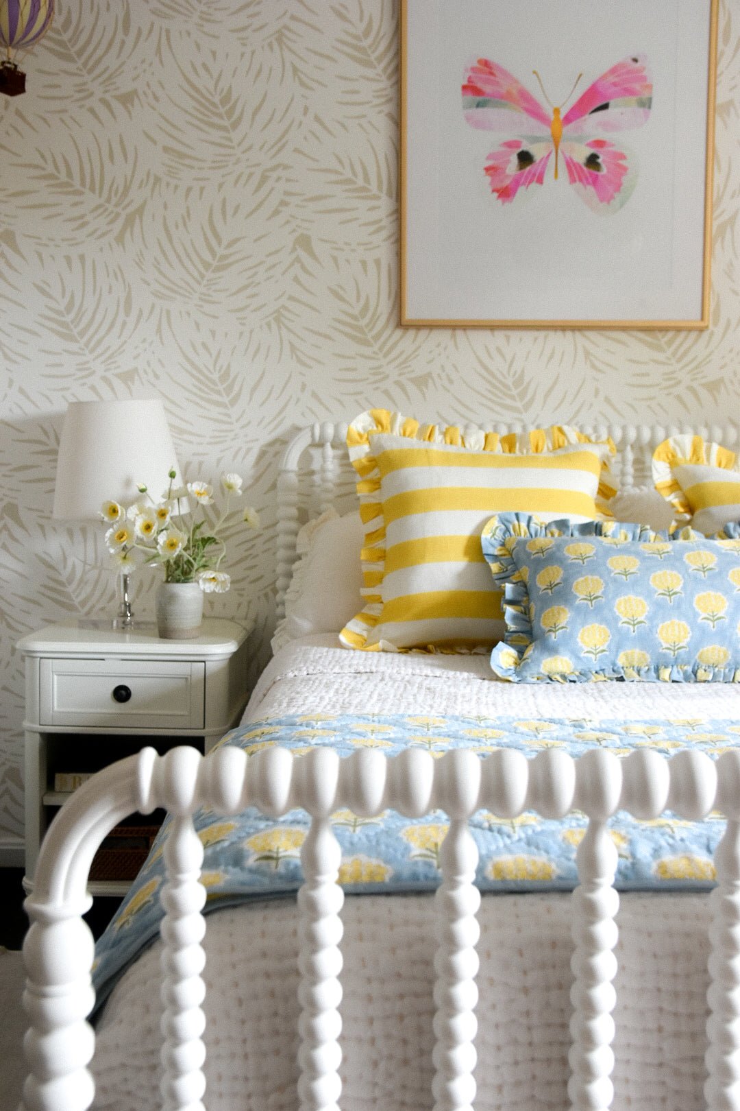 Augusta Yellow Striped Ruffle Pillow | Katel Home