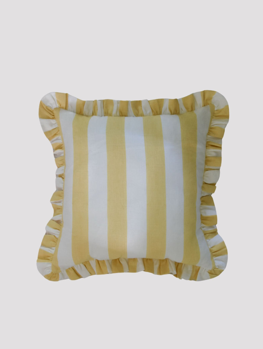 Augusta Yellow Striped Ruffle Pillow | Katel Home