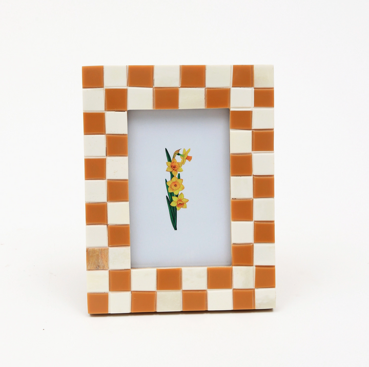 Bone and Resin Checkered Picture Frame (4" x 6") | Katel Home