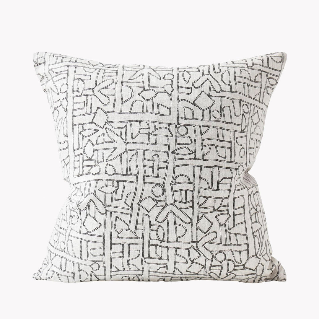 Zaire Mud Linen Block Print Pillow | Katel Home