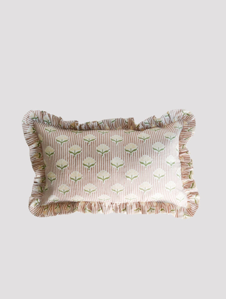 Block Print Ruffle Lumbar | Katel Home