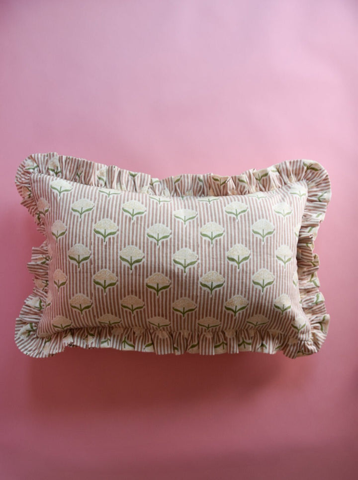 Block Print Ruffle Lumbar | Katel Home