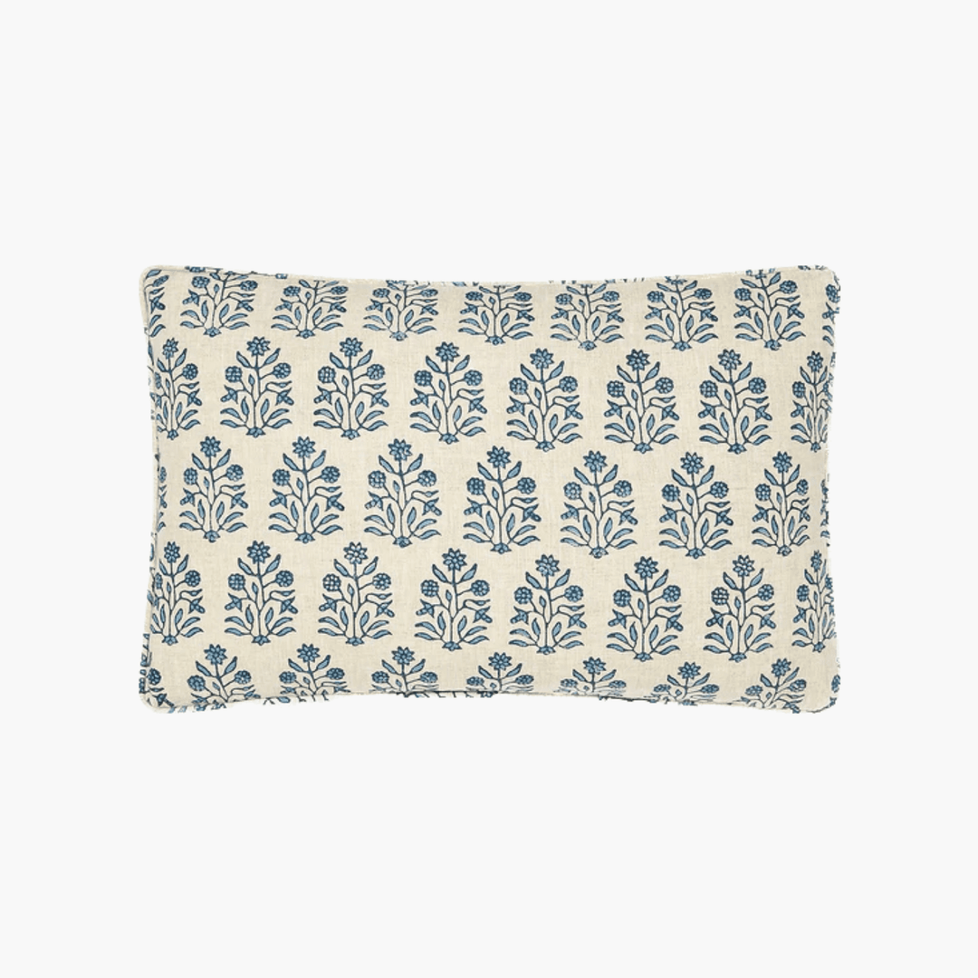 Amer Azure Block Print Pillow | Katel Home