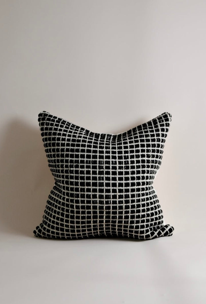 Black Honeycomb Wool Pillow (Reversible) Katel Home