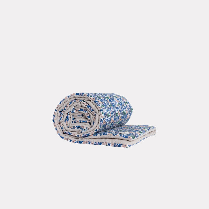 Blue Floral Mattress Topper Quilt | Katel Home