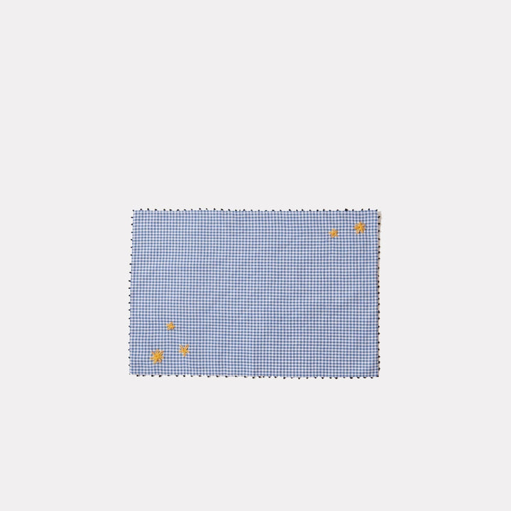 Blue Gingham Embroidered Placemats (Set of Two) | Katel Home