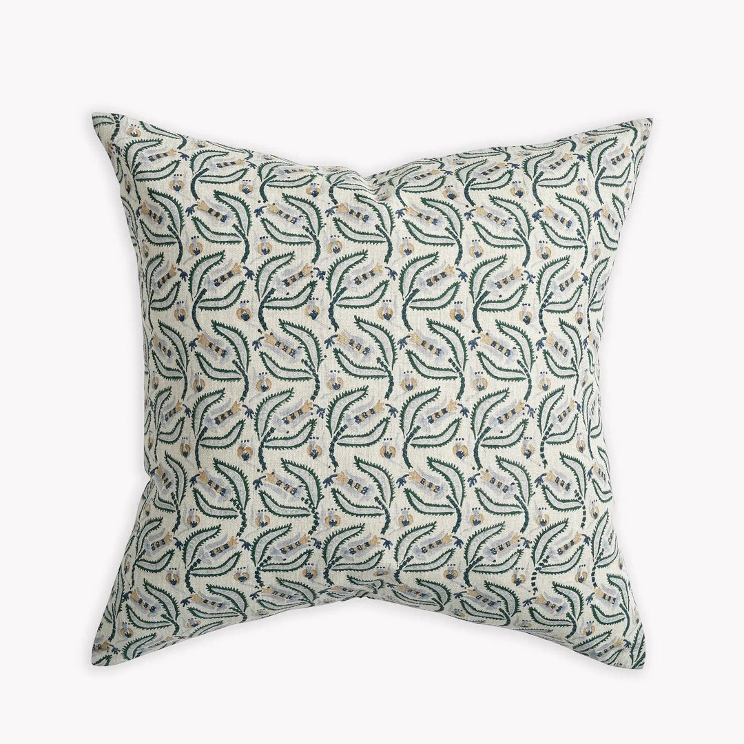 Broccato Byzantine Linen Block Print Pillow | Katel Home