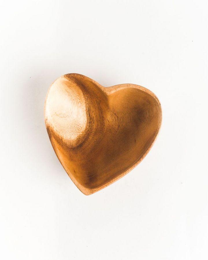 Carved Wooden Heart Serving Bowl | Katel Home