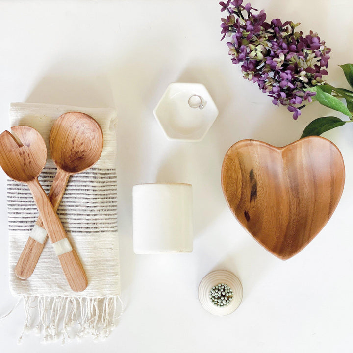 Carved Wooden Heart Serving Bowl | Katel Home