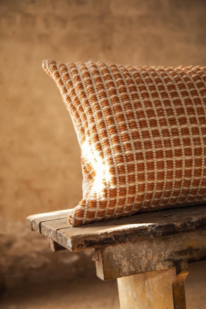 Gold Honeycomb Wool Long Lumbar | Katel Home