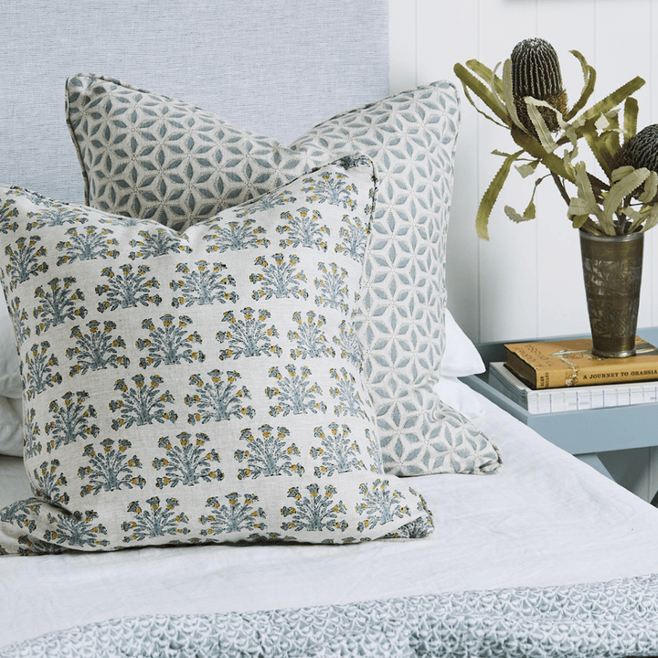 Hanami Oak Celadon Block Print Pillow | Katel Home