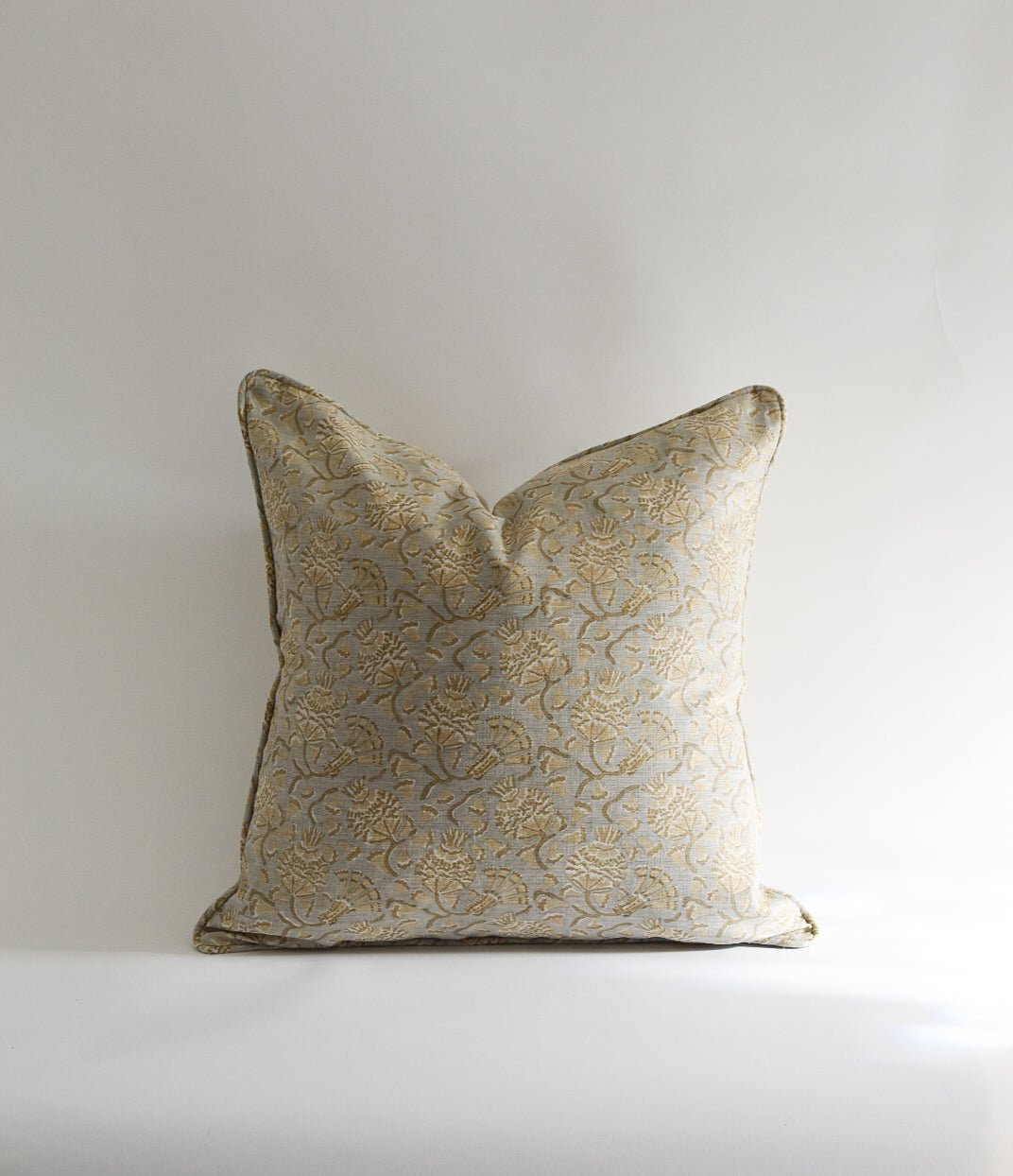 Iznik Elm Linen Block Print Pillow | Katel Home