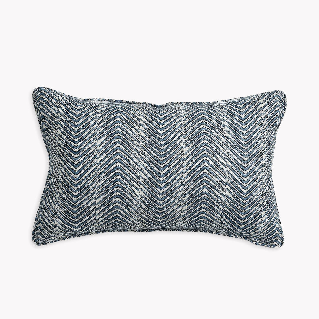 Laharia Azure Linen Block Print Pillow | Katel Home