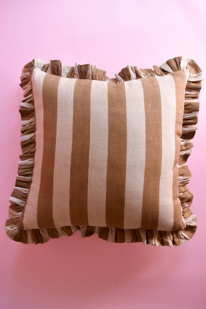 Sabine Striped Ruffle Pillow | Katel Home