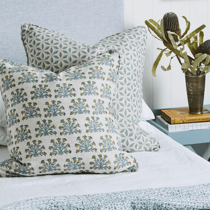 Samode Celadon Block Print Pillow | Katel Home