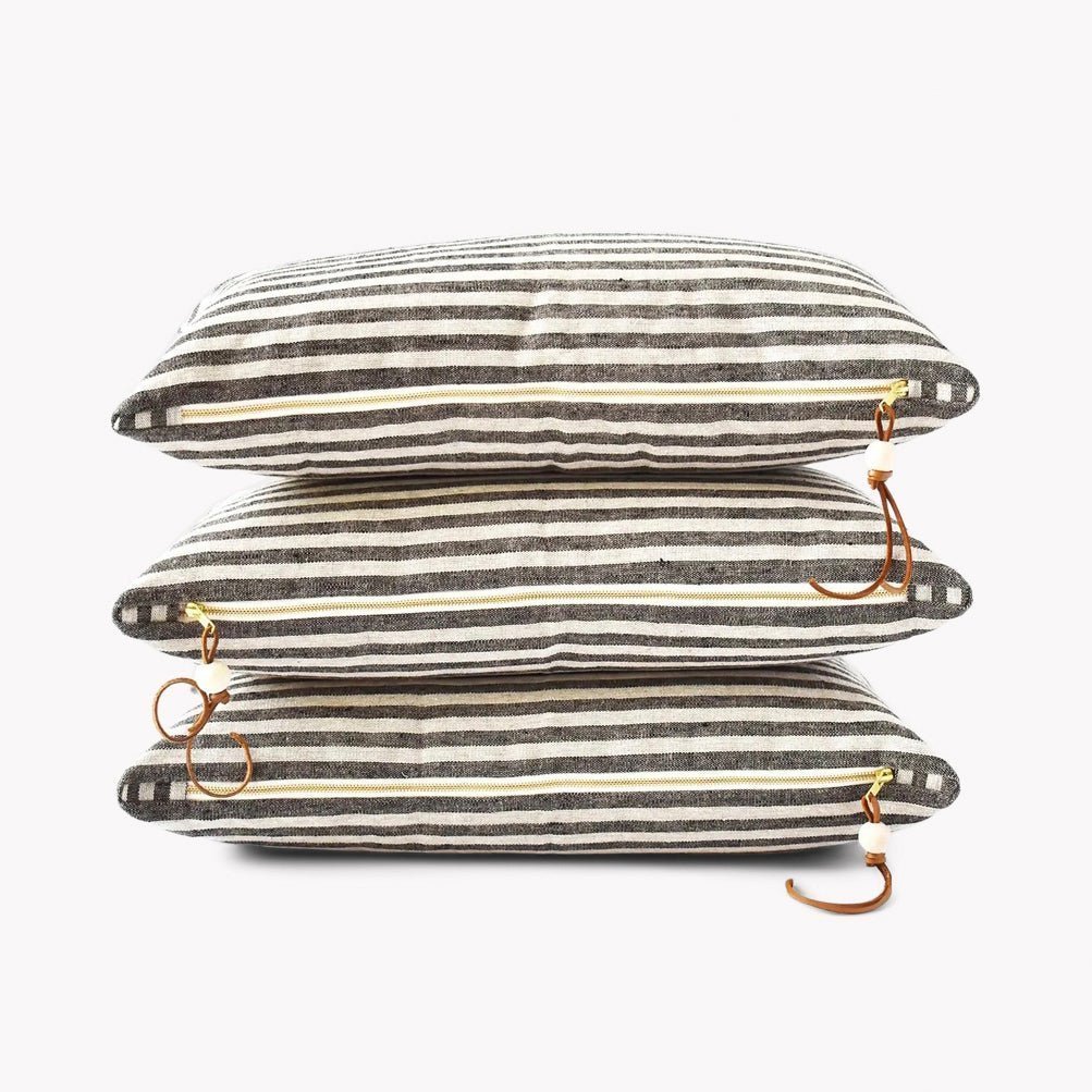 Striped Linen Lumbar Pillow | Katel Home