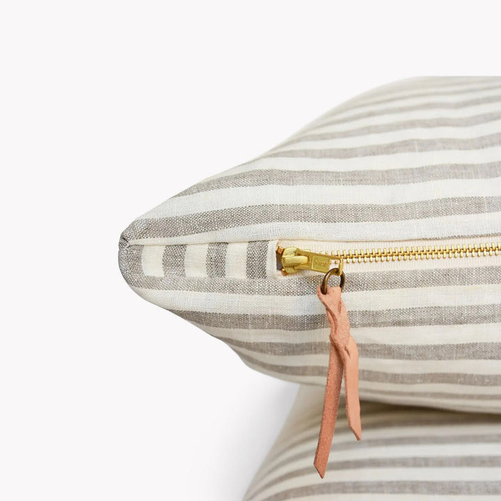 Striped Oatmeal Linen Pillow | Katel Home