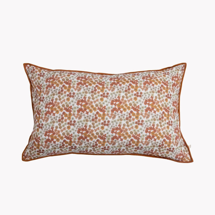 Tan Floral Cotton Throw Pillow | Katel Home