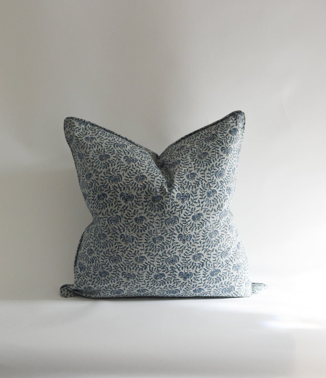 Ubud Tahoe Linen Block Print Pillow | Katel Home