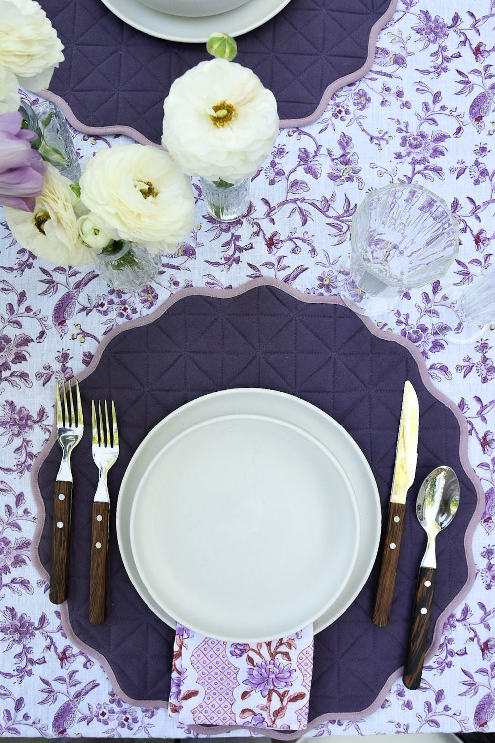 Violet Quilted Scallop Placemat | Katel Home