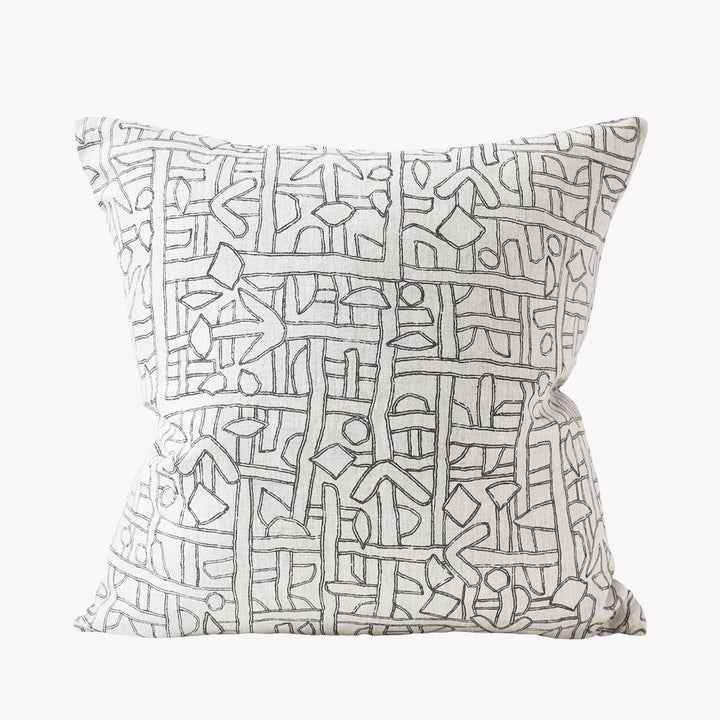 Zaire Mud Linen Block Print Pillow | Katel Home
